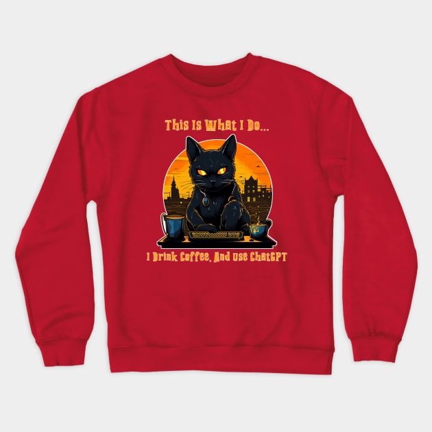 My Cat uses Chat GPT Crewneck Sweatshirt by Blackhearttees